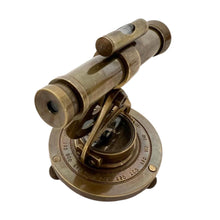 Load image into Gallery viewer, Brass Alidade ornament with antique style finish | Theodolite precision optical instrument ornament | 10cm high | Compass centre | Nautical gifts for desk | Paperweight