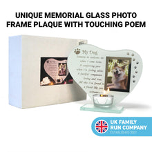 Load image into Gallery viewer, My Dog glass memorial candle holder and photo frame | memorial plaques for pets | dog frame memorial |
