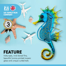 Load image into Gallery viewer, Metal and Glass Seahorse wall art plaque
