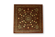 Load image into Gallery viewer, Leaf Pattern Brass Solid Wood Treasure Chest Trinket Box