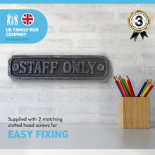 Load image into Gallery viewer, Cast Iron Antique Style STAFF ONLY Door WALL PLAQUE SIGN | 14.5cm (L) x 3.5cm (H)