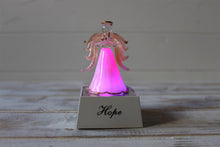 Load image into Gallery viewer, Crystal Glass Glitter Hope Light Up Pink Angel Ornament