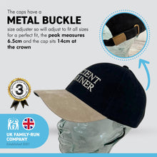 Load image into Gallery viewer, Adjustable size ANCIENT MARINER BLACK BASEBALL CAP | yachting cap | sailors cap | 100% cotton twill material | low profile front contrast peak | six panel hat