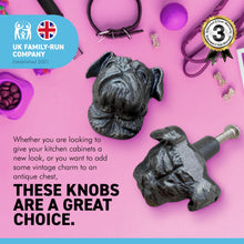 Load image into Gallery viewer, Pack of 2 CAST IRON CUTE TERRIER DOG DRAWER KNOBS for Kitchen cupboards | Cast Iron Antique style finish | Vintage charm meets modern functionality | 3.5cm wide x 2cm depth