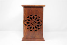 Load image into Gallery viewer, Carved Flower Dark Solid Wood Key Holder Hanging Box