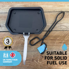 Load image into Gallery viewer, Traditional ash pan – 28cm wide (11") with handle and heavyweight cast iron tongs | Ideal for Standard Sized fire grates | ash pan for open fires | ash pan for log burners| fire ash pan