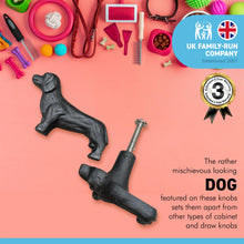 Load image into Gallery viewer, Pack of 2 CAST IRON ADORABLE DOG DRAWER KNOBS for Kitchen cupboards | Cast Iron Antique style finish | Vintage charm meets modern functionality | 6.5cm wide x 2cm depth