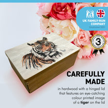 Load image into Gallery viewer, Wooden Tiger Keepsake Box | Jewellery box | Trinket Box | Memory Box
