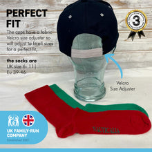 Load image into Gallery viewer, CAPTAIN BASEBALL CAP and PAIR of NAUTICAL cotton rich woven SOCKS