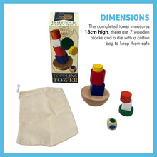 Load image into Gallery viewer, Wooden balancing toppling tower game | 13cm (H) | stacking building blocks games | wooden balance game