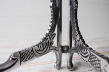 Load image into Gallery viewer, Vintage Aluminium Large Silver Ornate Plate Stand Photo Display