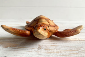 Nautical Gift Wood Effect Turtle 18cm