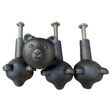 Load image into Gallery viewer, Pack of 4 CAST IRON BEAR FACE DRAWER KNOBS for Kitchen cupboards | Cast Iron Antique style finish | Vintage charm meets modern functionality | 3cm wide x 2cm