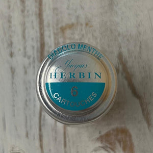 Pack of 6 J Herbin Writing Ink Cartridges - Diabolo Menthe (Mint Diabolo)