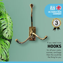 Load image into Gallery viewer, Four-way Folding Coat Hook | Polished brass finish | | Wall mounted for bathroom kitchen bedroom | Captains hook