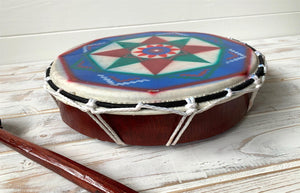Decorated Shamanic Celebration Hand Drum with Beater