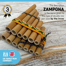 Load image into Gallery viewer, Zampona Double Row Panpipes 17cm x 8.5cm | 13 Pipes | Traditional South American Instrument | Made in Peru | Pan Pipe instrument | flute instrument | instrumental | Fair Trade