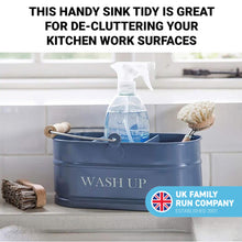 Load image into Gallery viewer, Blue kitchen sink enamel washing up sink tidy | sink caddy | kitchen sink organiser