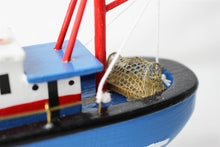 Load image into Gallery viewer, Wooden model Blue Hull fishing boat with realistic fishing finishing touches Ornament