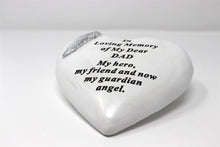 Load image into Gallery viewer, Heart Shaped Free Standing Dad Memorial Verse Feather