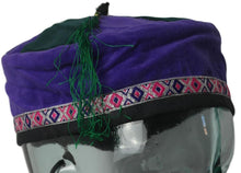 Load image into Gallery viewer, Large mauve Tibetan trim smoking / thinking / lounging cap with tassel
