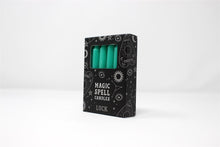 Load image into Gallery viewer, Pack of twelve Green luck altar / spell candles