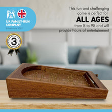 Load image into Gallery viewer, Vintage style tabletop wooden pinball game | Bagatelle | 34cm x 20cm | Spring plunger | Brass pins and steel balls | Shesham Rose wood board