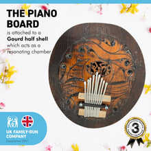 Load image into Gallery viewer, Large Indonesian 20cm diameter Gourd Thumb Piano instrument | Marimba Kalimba Mbira Lamellophone, Nine Tines Notes | Kalimba instrument | Hand Percussion instrument