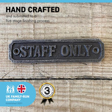 Load image into Gallery viewer, Cast Iron Antique Style STAFF ONLY Door WALL PLAQUE SIGN | 14.5cm (L) x 3.5cm (H)