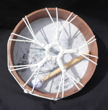 Load image into Gallery viewer, Shamanic colourful hand drum with beater handmade in Bali