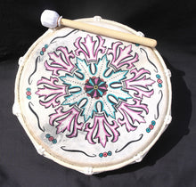 Load image into Gallery viewer, Shamanic colourful hand drum with beater handmade in Bali