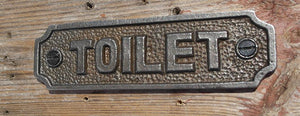Vintage Cast Iron Toilet bathroom door wall plaque sign