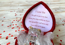 Load image into Gallery viewer, I love You - Glass bear in heart shaped box perfect gift for lovers
