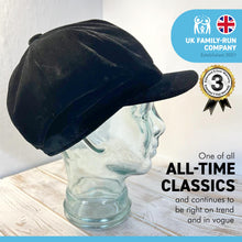 Load image into Gallery viewer, Unisex velvet feel baker boy newsboy style cap | 100% Polyester | Elasticated one size | Gatsby flat cap | Luxuriously soft velvety feel baker boy cap | Fisherman cap