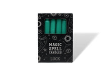Load image into Gallery viewer, Pack of twelve Green luck altar / spell candles
