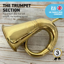 Load image into Gallery viewer, Large 40cm long Replica vintage bulb honky horn with black rubber plunger | Air horn | clown horn | Squeeze horn | taxi horn rubber bulb bugle horn | Retro style hooter | bike car