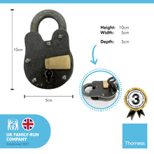Load image into Gallery viewer, HEAVYWEIGHT CAST ANTIQUE STYLE IRON METAL PADLOCK | Love Padlock | Industrial Style Padlock | Key Padlock | Shed padlock | Gate Padlock | 9cm x 6cm | 2 Keys | Pirates Treasure Chest Padlock