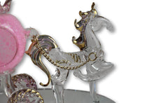 Load image into Gallery viewer, Horse and Pumpkin Pink Carriage handcrafted glass ornament