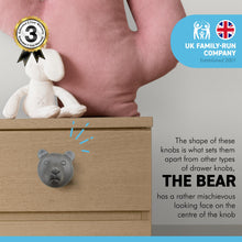 Load image into Gallery viewer, CAST IRON BEAR FACE DRAWER KNOB for Kitchen cupboards | Cast Iron Antique style finish | Vintage charm meets modern functionality | 3cm wide x 2cm depth