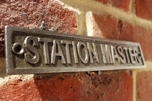 Load image into Gallery viewer, Cast Iron antique style Station Master Door Wall Train Plaque