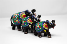 Load image into Gallery viewer, Set of 3 Free standing Elephants Brown Hand painted Ornaments