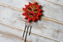 Load image into Gallery viewer, Sun Wind Chime Red Handpainted Bright Colours Decor
