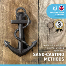 Load image into Gallery viewer, CAST IRON ANCHOR DOOR KNOCKER with antique finish | Nautical Knocker | Handmade front door knocker | Hand door knocker | seaside door knocker | loud door knocker | Antique style | 15cm x 11cm