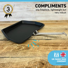 Load image into Gallery viewer, Traditional ash pan – 33cm wide (13") with handle | Ideal for Standard Sized fire grates | ash pan for open fires | ash pan for log burners| fire ash pan | fire tray | ash box | galvanised ash pan