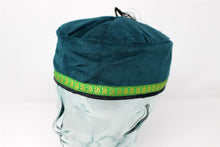Load image into Gallery viewer, Green Tibetan Trim Smoking lounge Cap with Tassel Medium