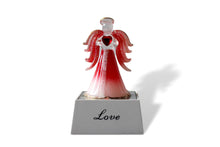 Load image into Gallery viewer, Crystal Glass Gold Glitter Love Light Up Pink Angel Ornament