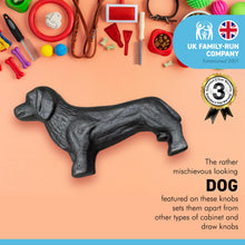 Load image into Gallery viewer, CAST IRON ADORABLE DOG DRAWER KNOB for Kitchen cupboards | Cast Iron Antique style finish | Vintage charm meets modern functionality | 6.5cm wide x 2cm depth