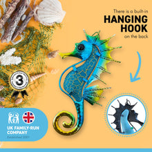 Load image into Gallery viewer, Metal and Glass Seahorse wall art plaque