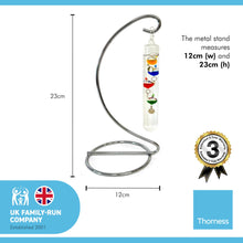 Load image into Gallery viewer, Galileo Thermometer Metal Stand Temperature Gauge Multicolored