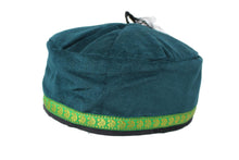 Load image into Gallery viewer, Green Tibetan Trim Smoking lounge Cap with Tassel Medium
